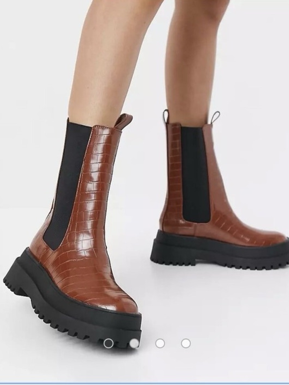 Public Desire Womens Boots Size 6 - platform brown croc